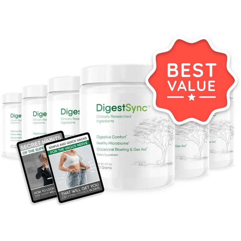 DigestSync Gut & Digestive Relief Supplement — 6 Bottle / 180 Day Pack